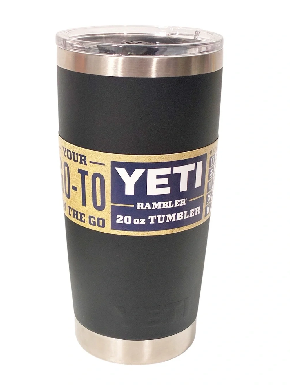 YETI Rambler Tumbler 20 oz With Lid Black White COMPANY LOGO NEW
